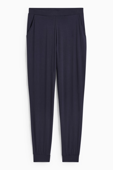 Dona - Pantalons de punt de samarreta bàsics - regular fit - blau fosc