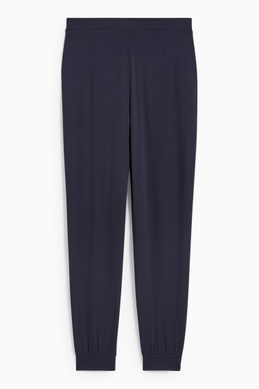 Dona - Pantalons de punt de samarreta bàsics - regular fit - blau fosc