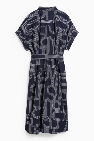 Femmes - Robe-chemisier - à motif - bleu foncé