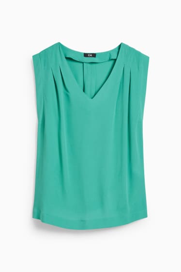 Donna - Blusa smanicata basic - verde