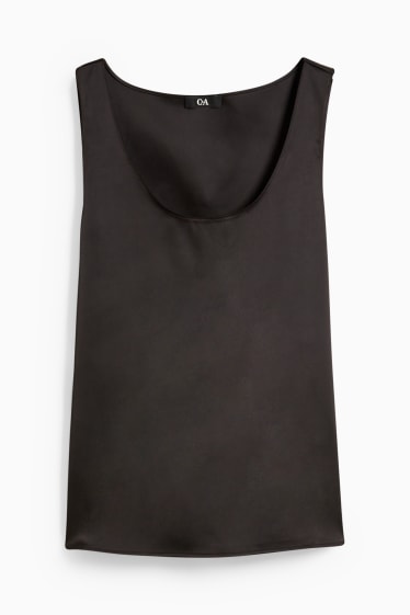 Women - Basic satin blouse top - black