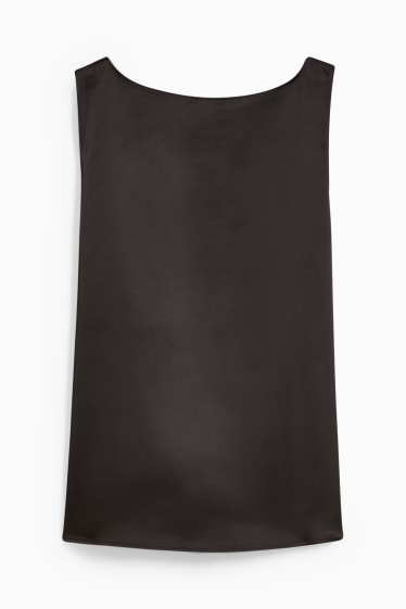 Women - Basic satin blouse top - black