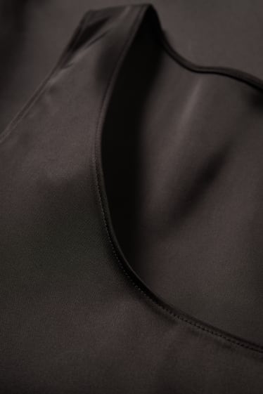 Women - Basic satin blouse top - black