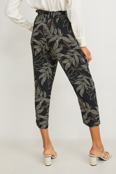 Women - Cloth trousers - high waist - tapered fit - black