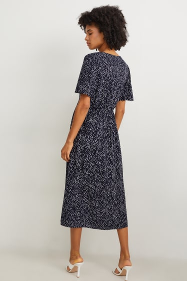 Mujer - Vestido estilo imperio - de lunares - azul oscuro