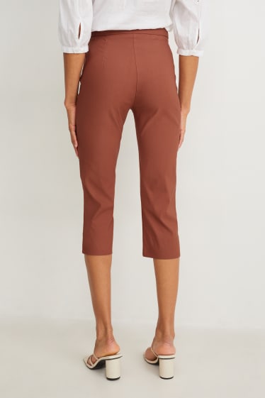 Dames - Pantalon - high waist - cigarette fit - bruin