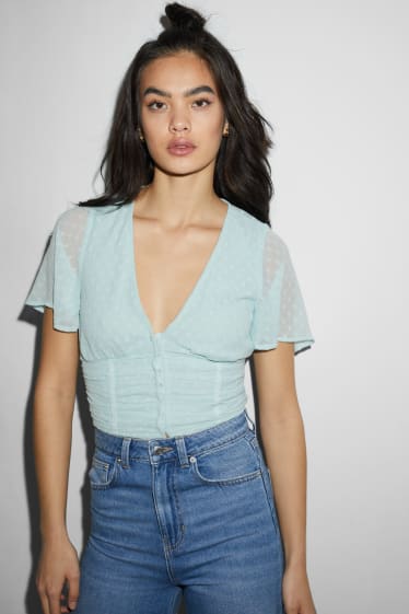 Mujer - CLOCKHOUSE - blusa crop - verde menta