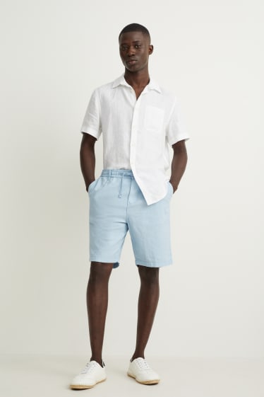 Hombre - Shorts - mezcla de lino - azul claro