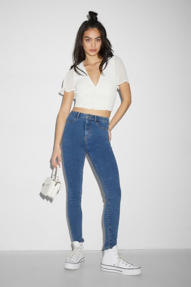 Women - CLOCKHOUSE - super skinny jeans - high waist - blue denim