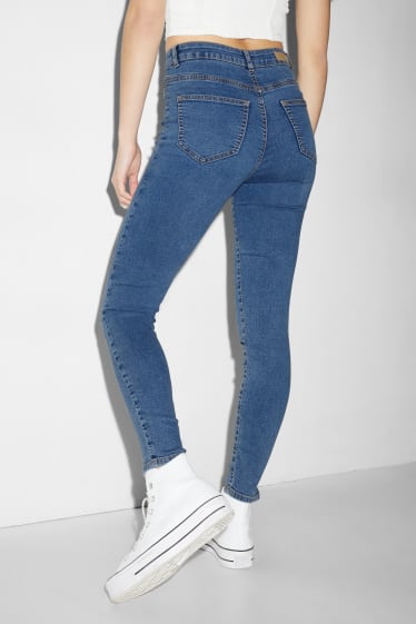 Women - CLOCKHOUSE - super skinny jeans - high waist - blue denim