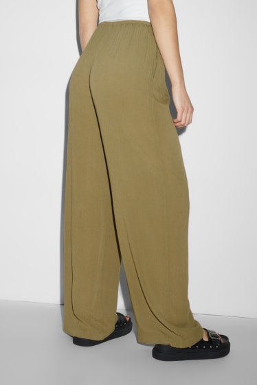 Femmes - CLOCKHOUSE - pantalon de toile - mid waist - wide leg - vert clair