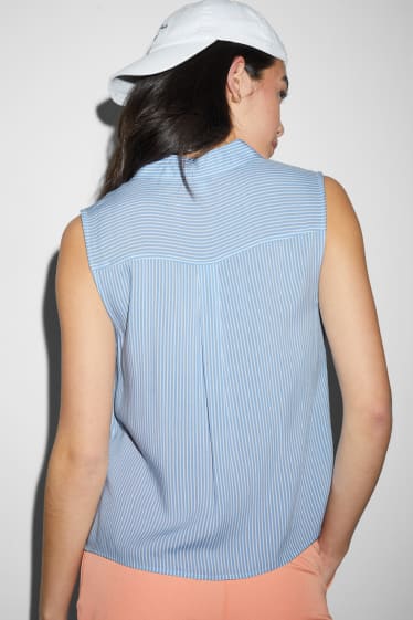 Dames - CLOCKHOUSE - blousetop - gestreept - blauw / wit