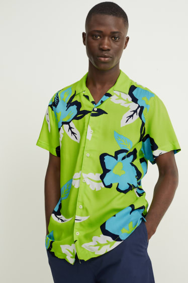 Heren - Overhemd - slim fit - reverskraag - lichtgroen