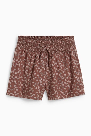 Kinderen - Shorts - gebloemd - bruin