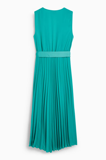 Women - Wrap dress - pleated - light green