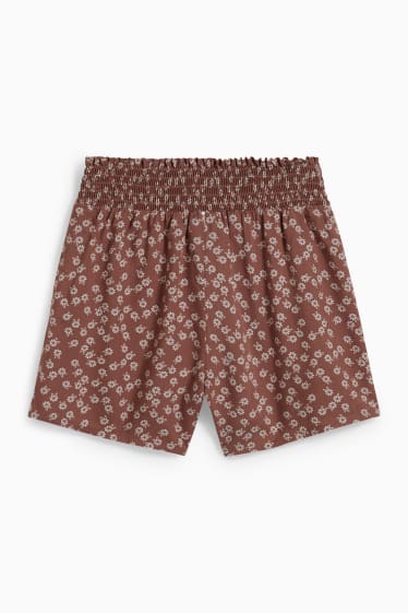 Kinderen - Shorts - gebloemd - bruin