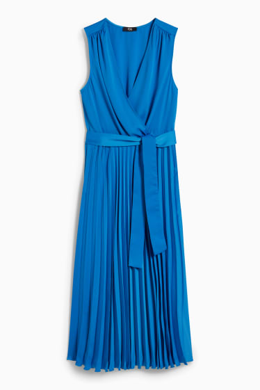 Femmes - Robe portefeuille - plissée - bleu