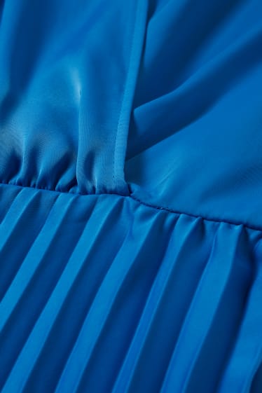 Women - Wrap dress - pleated - blue