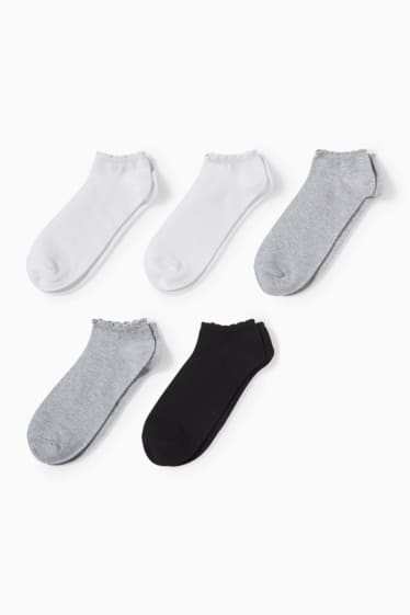 Women - Multipack of 5 - trainer socks - white / gray