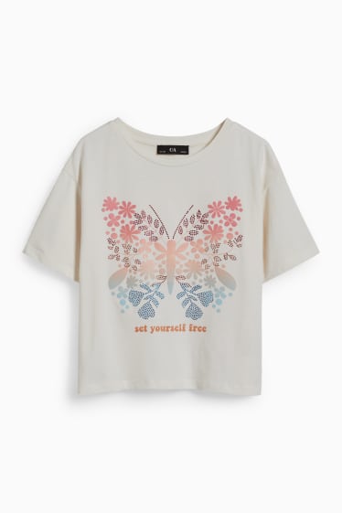 Kinder Mädchen - Kurzarmshirt - cremeweiss