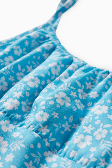Bambine - Vestito - a fiori - blu / bianco