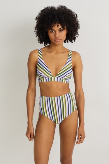 Women - Bikini bottoms - high waist - LYCRA® XTRA LIFE™ - striped - multicoloured