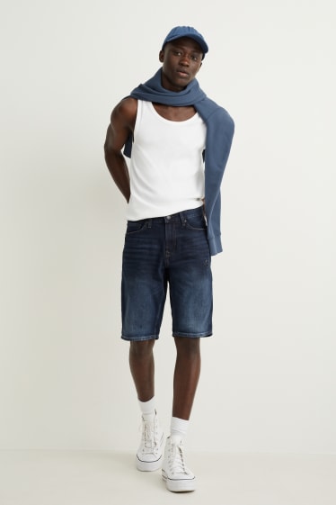 Men - Denim shorts - LYCRA® - denim-dark blue