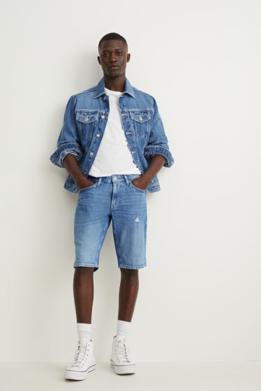 Men - Denim shorts - LYCRA® - denim-light blue