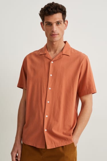 Hommes - Chemise - regular fit - col à revers - orange foncé