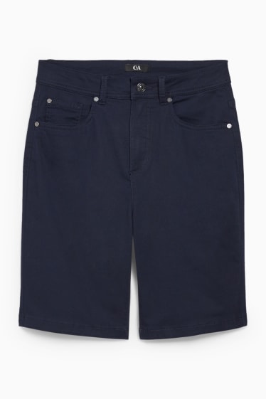 Women - Bermuda shorts - high waist - dark blue