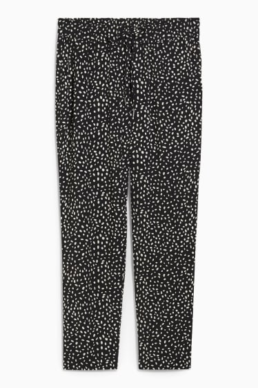 Dames - Pantalon - high waist - tapered fit - met patroon - zwart