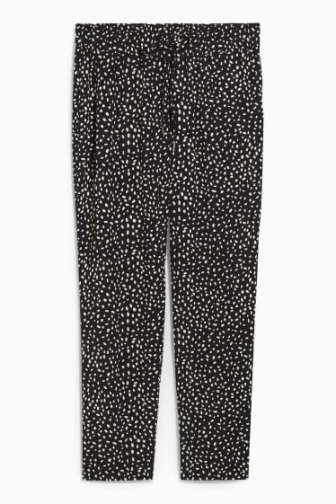 Dona - Pantalons de tela - high waist - tapered fit - estampats - negre