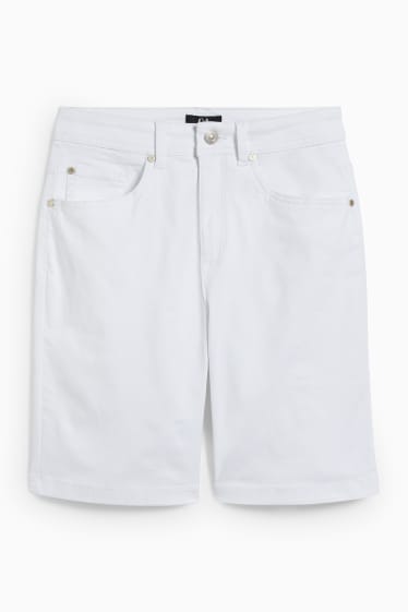 Women - Bermuda shorts - high waist - white