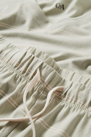 Women - Pyjamas - striped - light green