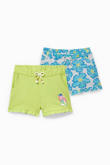 Kinderen: meisjes - Set van 2 - shorts - lichtgroen