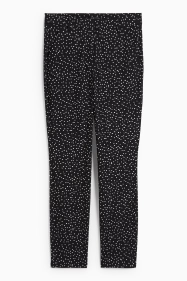 Femmes - Pantalon - mid waist - slim fit - Flex - à pois - noir