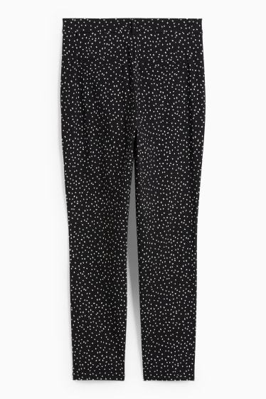 Dames - Broek - mid waist - slim fit - Flex - met stippen - zwart