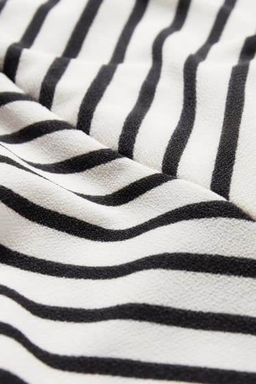 Women - Wrap dress - striped - black / white