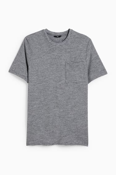 Hommes - T-shirt - à rayures - noir / gris