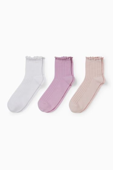 Femmes - Lot de 3 paires - chaussettes - rose