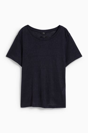 Donna - T-shirt di lino - blu scuro
