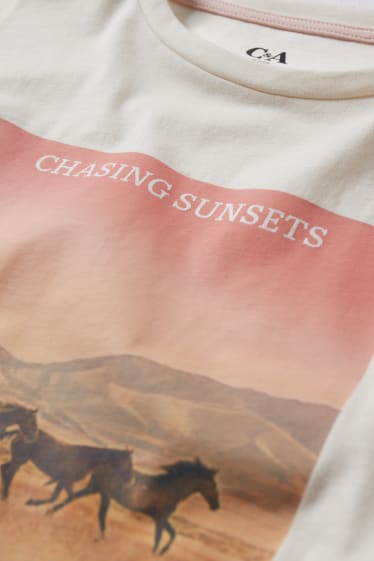 Kinder Mädchen - Kurzarmshirt - cremeweiss