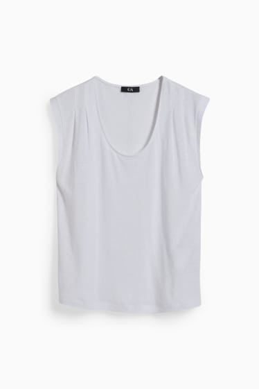 Femmes - Top - lin mélangé - blanc