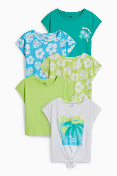 Bambine - Confezione da 5 - maglia a maniche corte - bianco