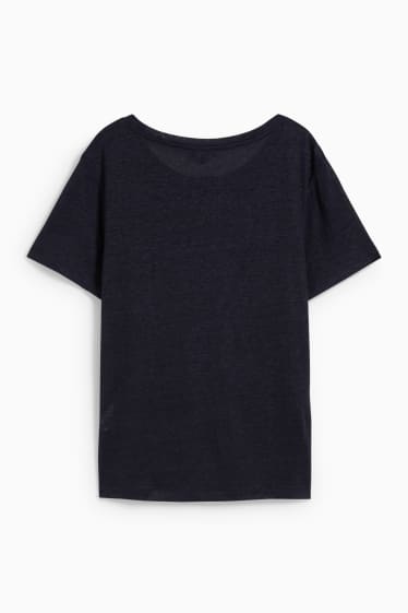Donna - T-shirt di lino - blu scuro