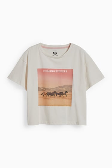 Kinder Mädchen - Kurzarmshirt - cremeweiss