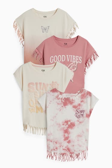 Bambine - Confezione da 4 - maglia a maniche corte - bianco crema
