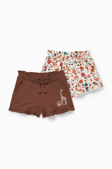 Nena - Paquet de 2 - pantalons curts de xandall - marró fosc