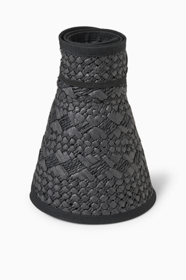 Damen - Stroh-Sonnenvisor - schwarz