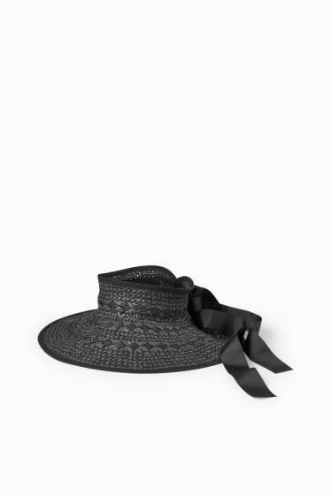 Damen - Stroh-Sonnenvisor - schwarz